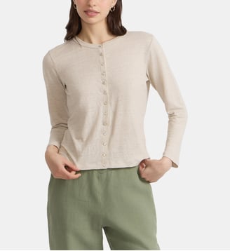 cardigan Le Petit en lin beige - Agnès b. - Beige sarrasin