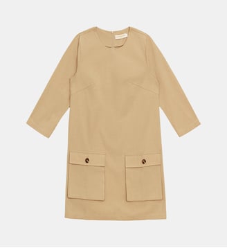 Robe  courte trapèze  uni ROMEA - La Petite Etoile - Camel