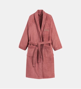 Peignoir éponge col châle personnalisé - La Redoute Interieurs - Rose thé