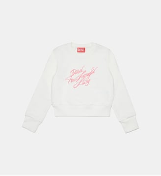 Sweat-shirt à col rond avec logo - Diesel Kids - Blanc cassé