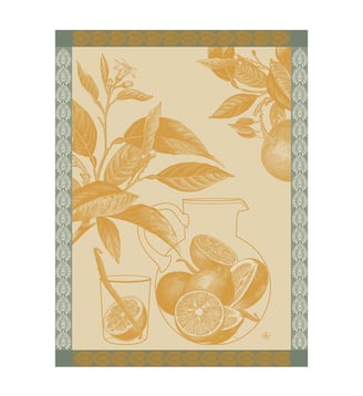 Torchon Eaux d'agrumes 100% coton - Le Jacquard Francais - Orange clair