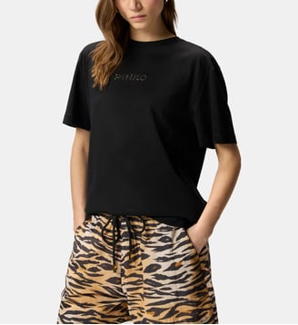 T-shirt more strass less stress - Pinko - Limousine noire