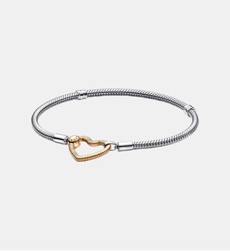 Bracelet Maille Serpent Fermoir Cœur - Pandora - Bicolor