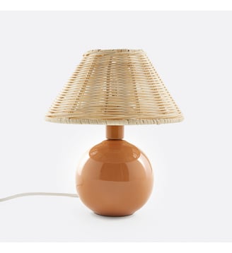 Lampe à poser céramique et rotin - La Redoute Interieurs - Caramel et naturel