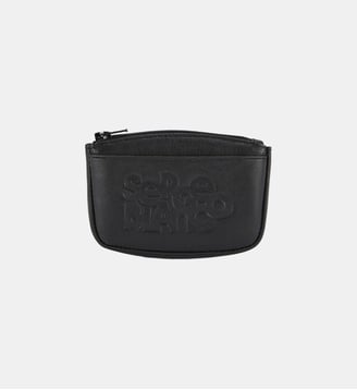Porte-monnaie à zip en cuir avec logo embossé - Serge Blanco - Noir