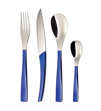 Coffret 24 Couverts Lame Scie - Quartz - Degrenne - Bleu