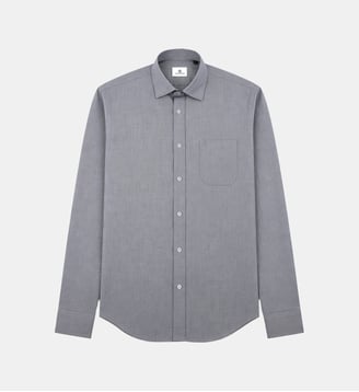 Chemise manches longues en coton avec poche poitrine - Serge Blanco - Gris