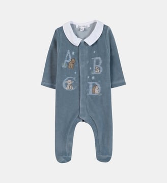 Pyjama -  orage velours brodé - Tartine Et Chocolat - Bleu