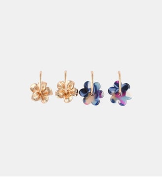 Set x2 paires de créoles fleurs en métal et résine bleue - Balaboosté - Bleu