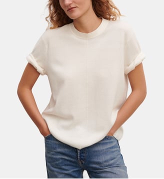 T-shirt ample en coton et cachemire - Bompard - Naturel