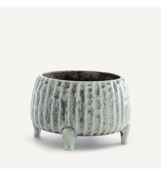 Cache-pot en céramique, H12,5 cm - AM.PM - Vert de gris