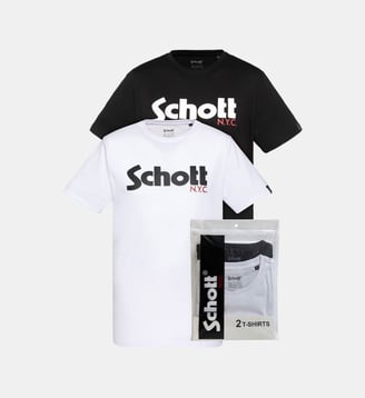 Pack de 2 t-shirts logo - Schott - Blanc et noir