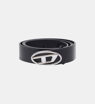 Ceinture 2.9 cm en cuir avec logo Oval D - Diesel - Noir