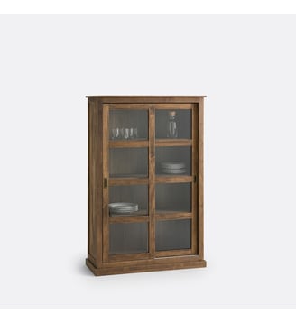 Vitrine basse 2 portes pin massif et MDF - La Redoute Interieurs - Bois clair