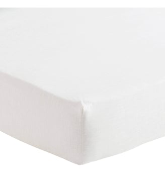 Drap housse uni en pur lin, bonnet de 30cm, MAINE - Alexandre Turpault - Blanc