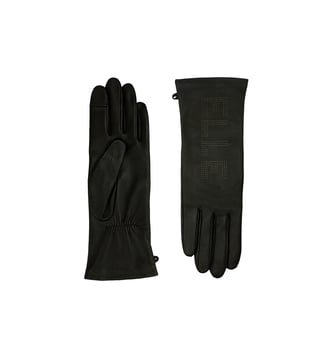 Gants Agnyl Femme Cuir Agneau Doublés Soie - Agnelle - Noir