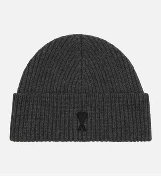 Bonnet unisexe en laine Ami de Coeur - AMI Paris - Gris chiné et noir