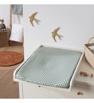 Lot de 2 housses de matelas à langer - La Redoute Interieurs - Vert de gris et écru