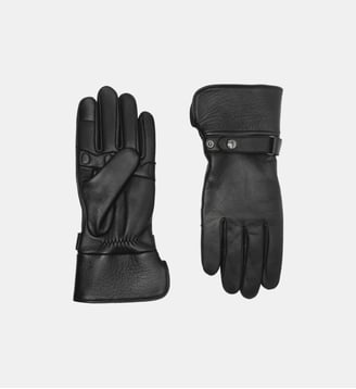 Hooper Gants Homme en Cuir Doublés Alpaga - Agnelle - Noir tactile