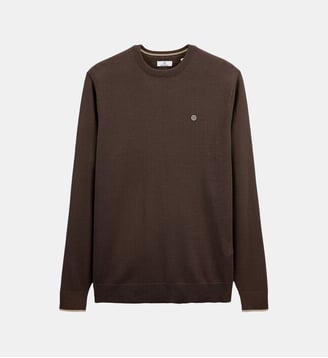 Pull avec col rond uni - Serge Blanco - Marron