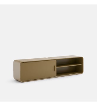 Meuble TV suspendu laqué mat, longueur 140 cm - La Redoute Interieurs - Kaki