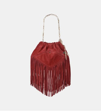 Sac S Suede Mini June Tote Franges - Ba&sh - Rouille