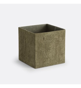 Panier cube pliable, velours côtelé - La Redoute Interieurs - Kaki