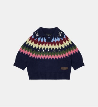 Pull jacquard avec logo - Dsquared2 - Bleu foncé