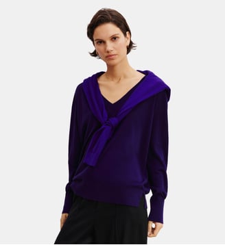 Pull V en maille fluide - Bompard - Ultraviolet fonce