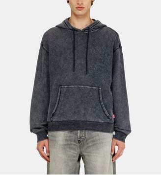 Sweat à capuche en mesh de coton texturé - Diesel - Gris foncé