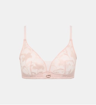 Soutien-gorge sans armature broderie florale - Chantelle - Rose taffetas