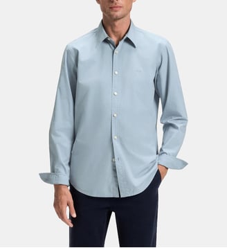 Chemise modèle Relegant droite en popeline de coton - BOSS - Bleu pastel