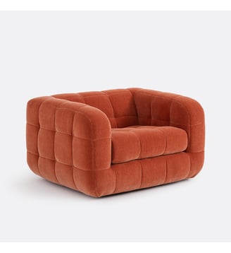 Fauteuil, en velours texturé - La Redoute Interieurs - Orange