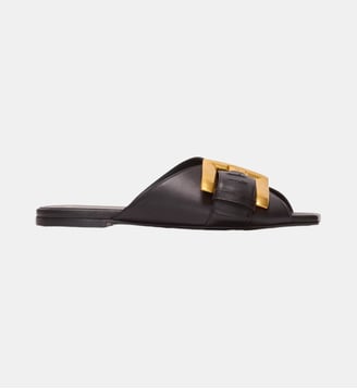 Sandales plates Anthem en cuir de veau - Balmain - Black