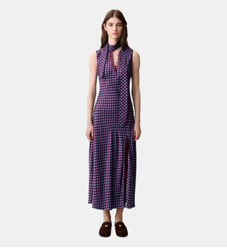 Robe fluide longue dentelle - Claudie Pierlot - Print bordeaux