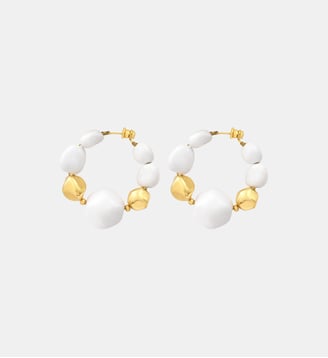 Boucles d'oreilles créoles   - Loulou - Satellite - Or et blanc