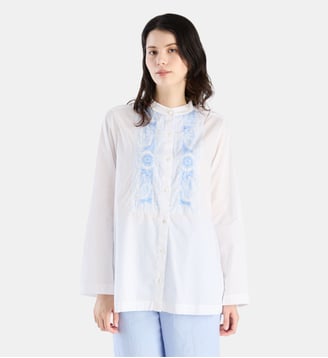 tunique mexicaine en coton - Agnès b. - Blanc