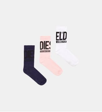 Lot de trois chaussettes avec logo Diesel - Diesel - Rose noir