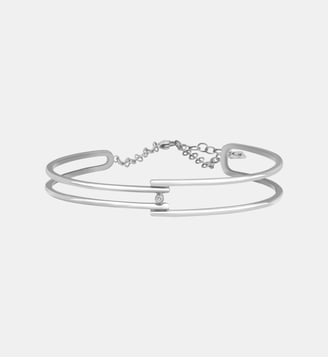 Bracelet jonc Évidence en Argent avec diamant blanc - La Garçonne Diamant - Argent