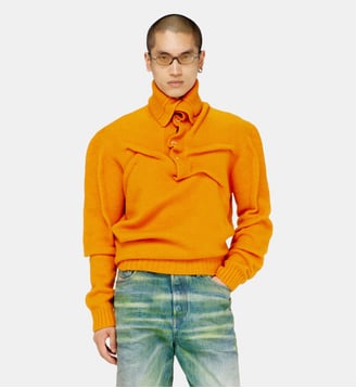 Pull col boutonnage en maille bouillie froissée Diesel