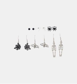 Set de 6 paires de boucles d'oreilles fantaisie Halloween - Balaboosté - Argenté
