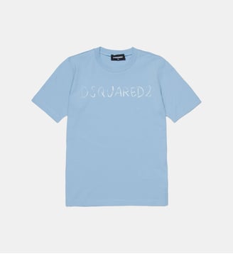 T-shirt col ras-du-cou avec logo - Dsquared2 - Brouillard bleu