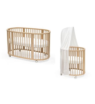 Berceau Sleepi mini Naturel avec extension et matelas - Stokke - Marron