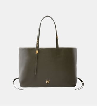 Cabas moyen en cuir avec détails métalliques - Pinko - Vert