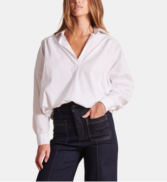 Blouse ample en popeline de coton - La Fée Maraboutée - Blanc