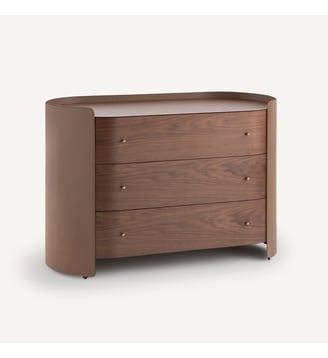 Commode 3 tiroirs plaqué noyer et cuir - AM.PM - Noyer