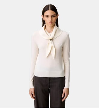 Pull maille foulard amovible - Claudie Pierlot - Écru