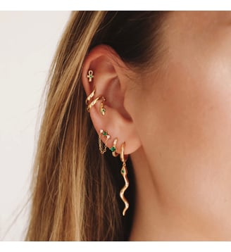 Piercing Ânkh Émeraude - Nebuleuse Bijoux - Argent