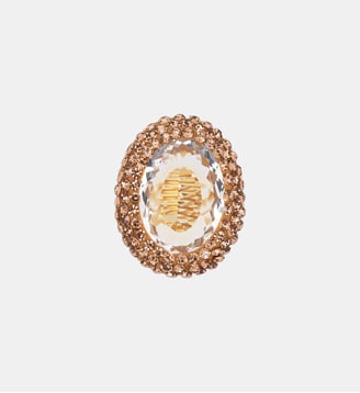 Bague ovale avec cabochon central et strass CILAOS - Hipanema - Crystal