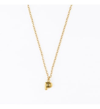 Collier à pendentif lettre P acier inoxydable - Balaboosté - Doré